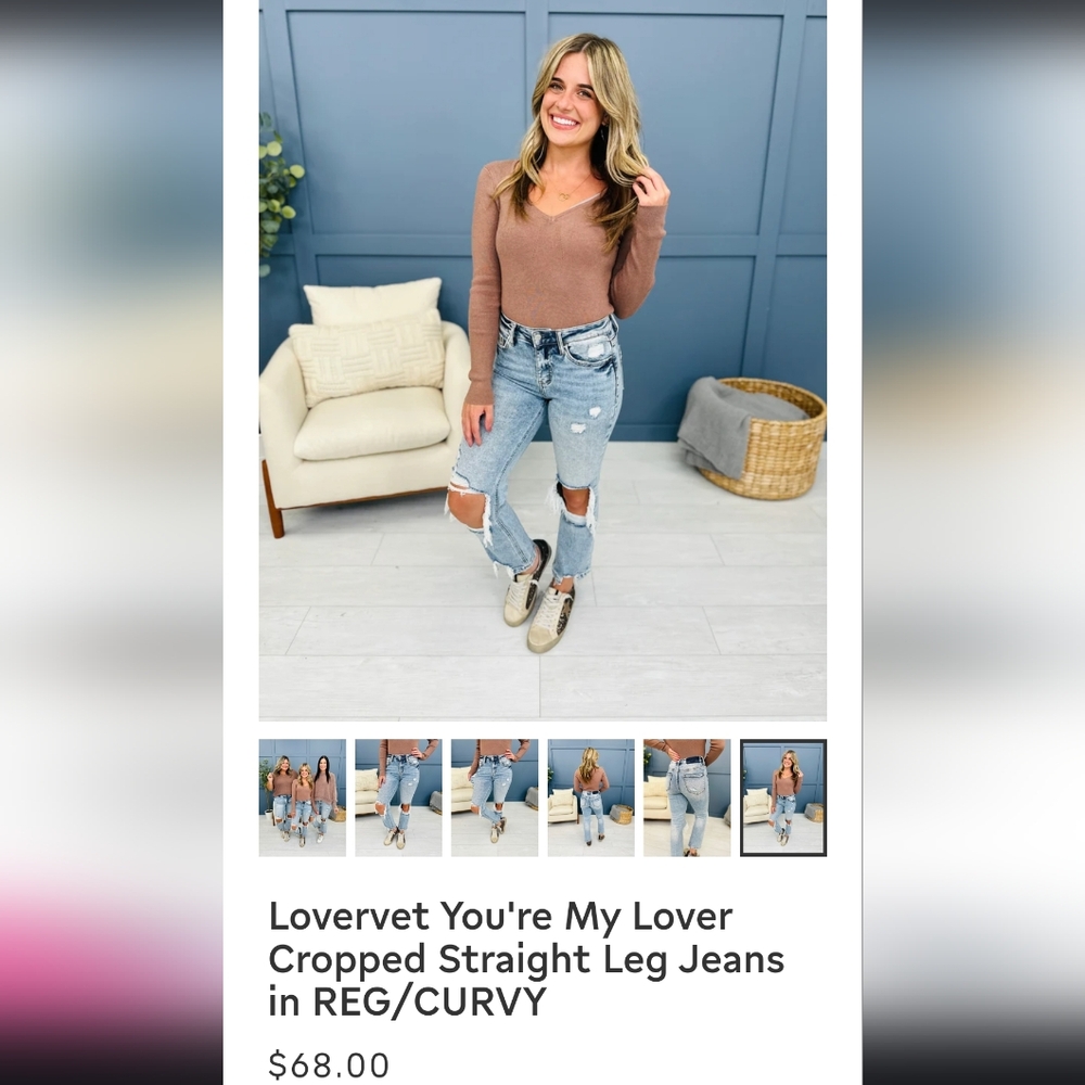 Lovervet You're My Lover Cropped Straight Leg Jeans